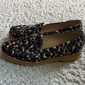 Longchamp Calf Hair Animal Print Penny Loafer